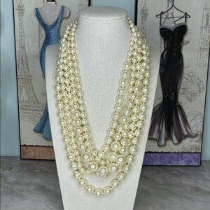J Crew Faux Pearl necklace 5 strands shortest strand has a 9” drop